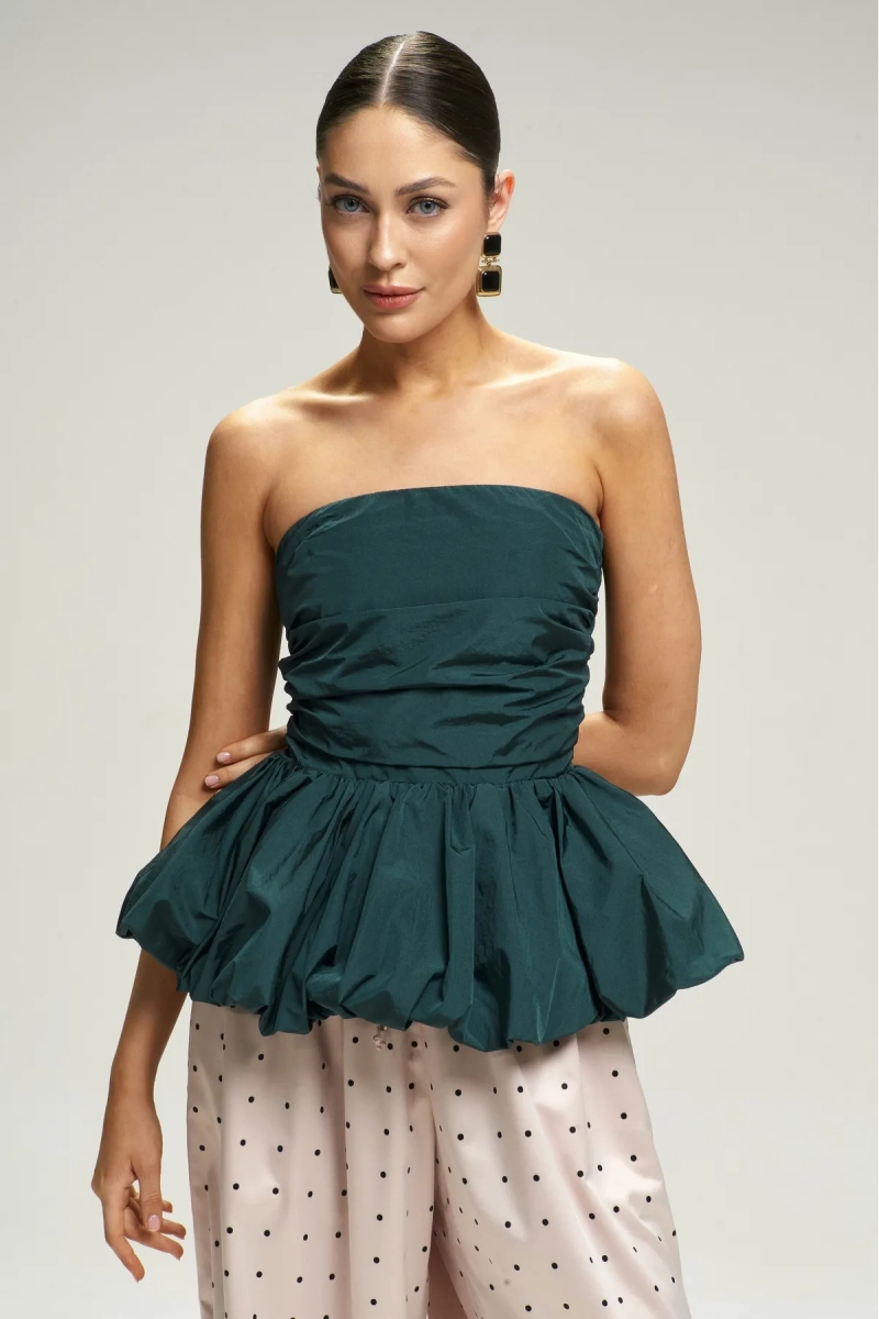 Топ-корсет с баской Pine Green Erist store, цвет: зеленый, НФ-00002962 купить онлайн