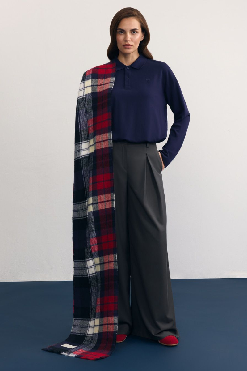 Шарф с принтом «клетка» TOPTOP, цвет: синий с принтом TT.607.16556.621 купить онлайн