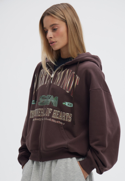 Худи ZIP VILLE SORRY, I’M NOT, цвет: коричневый,  купить онлайн