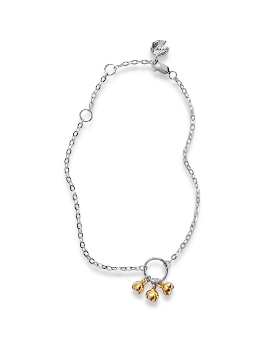 Серебряный браслет-кувшинка на ногу «Васюганские болота» с горным хрусталем