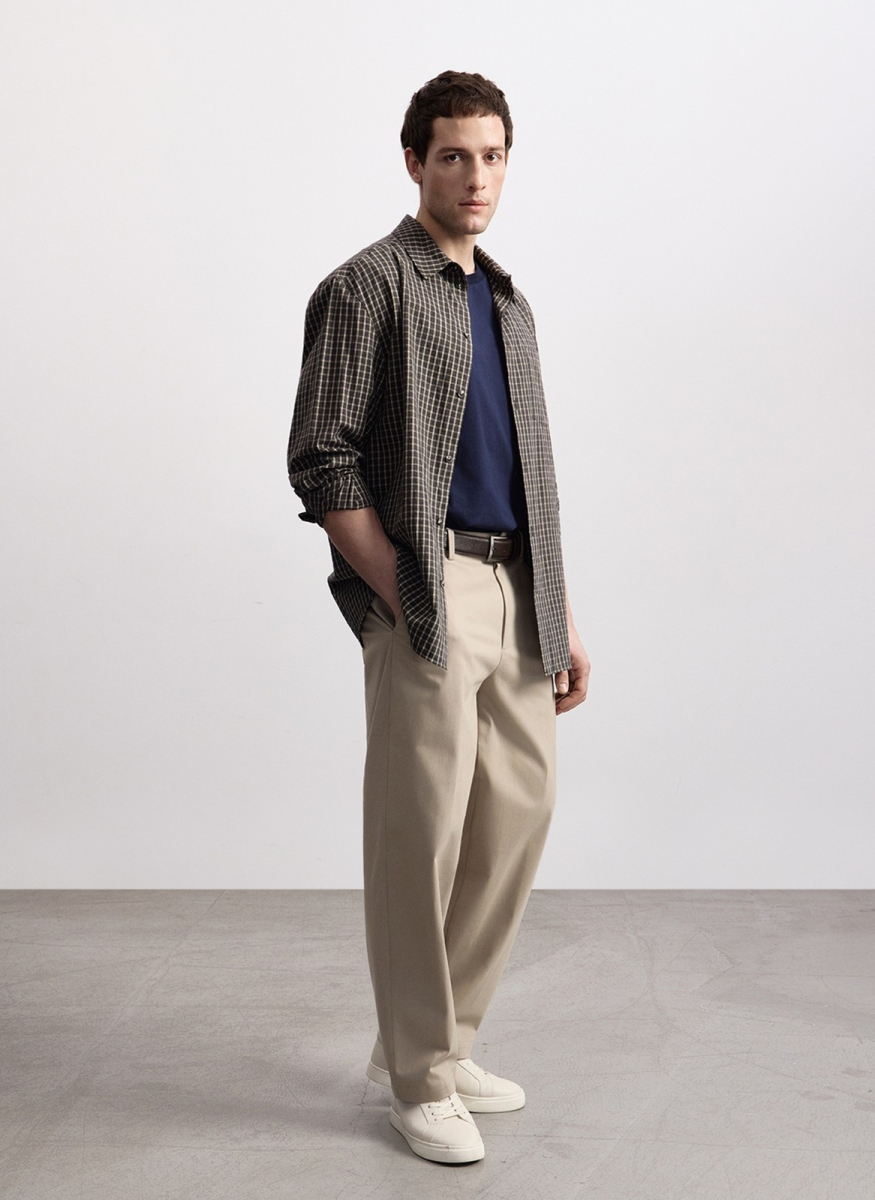 Рубашка в клетку из плотного мягкого хлопка ALL WE NEED, цвет: серо-коричневый, 2603M1389-53 купить онлайн