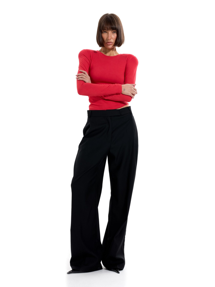 Лонгслив из вискозы с объемными плечами ANOTHER SELECT, цвет: красный, 00185 купить онлайн