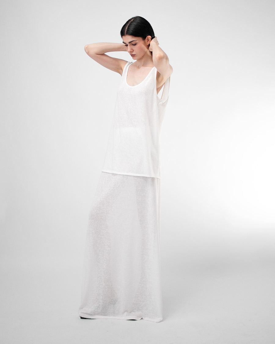 Майка с открытой спиной из вискозы ASYA SEMYONOVA, цвет: WHITE, 00-00002179 купить онлайн
