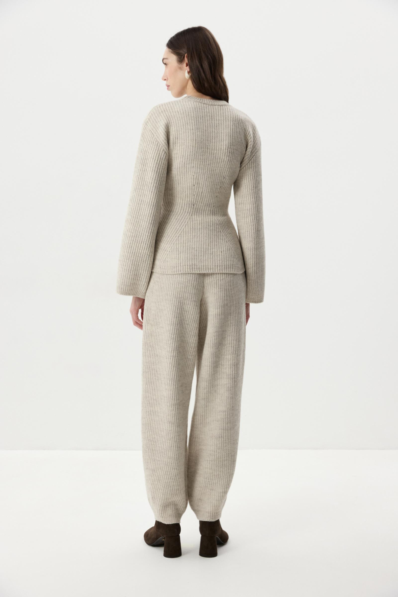 Брюки O-силуэта с шерстью Charmstore, цвет: светло-бежевый меланж, 301-48278-118 купить онлайн