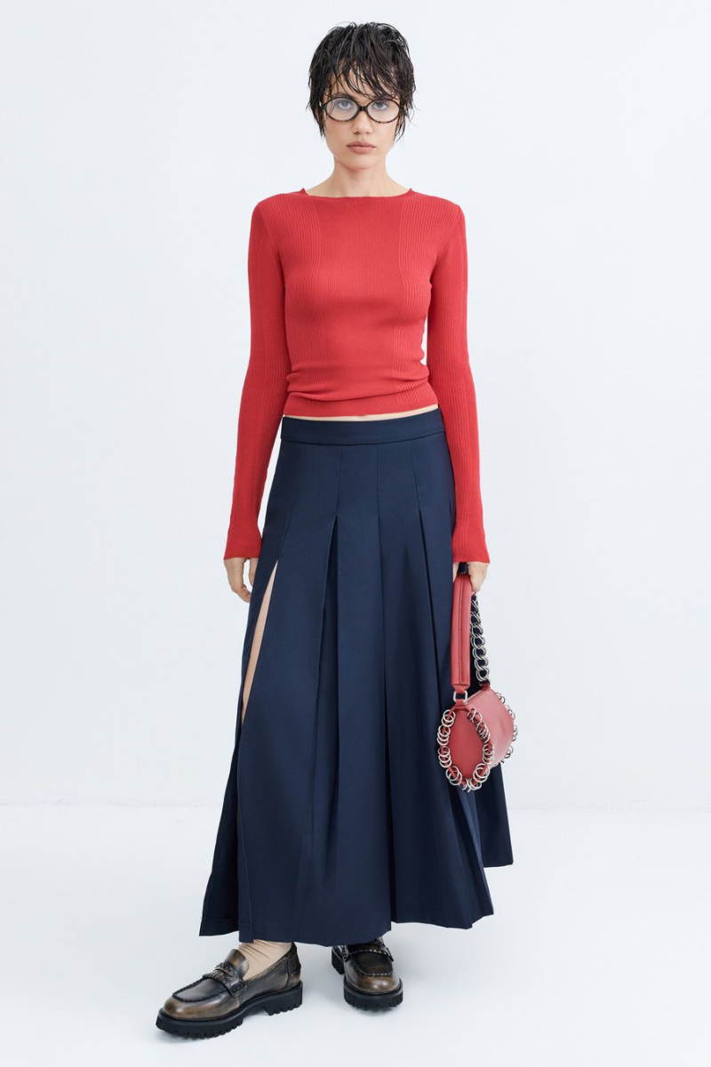 Юбка-миди со складками TOPTOP, цвет: синий, TT.071.15844.620 купить онлайн