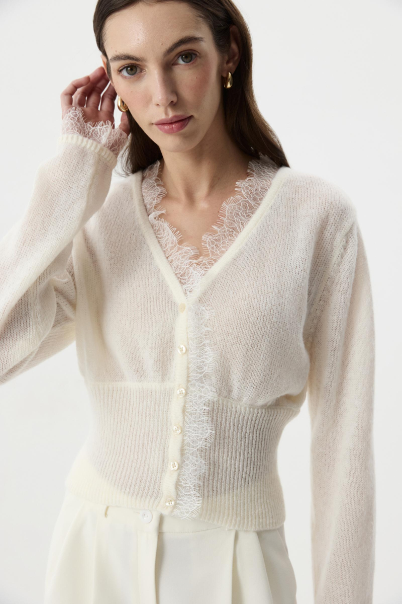 Кардиган с кружевом Charmstore, цвет: молочный, 305-49181-111 купить онлайн