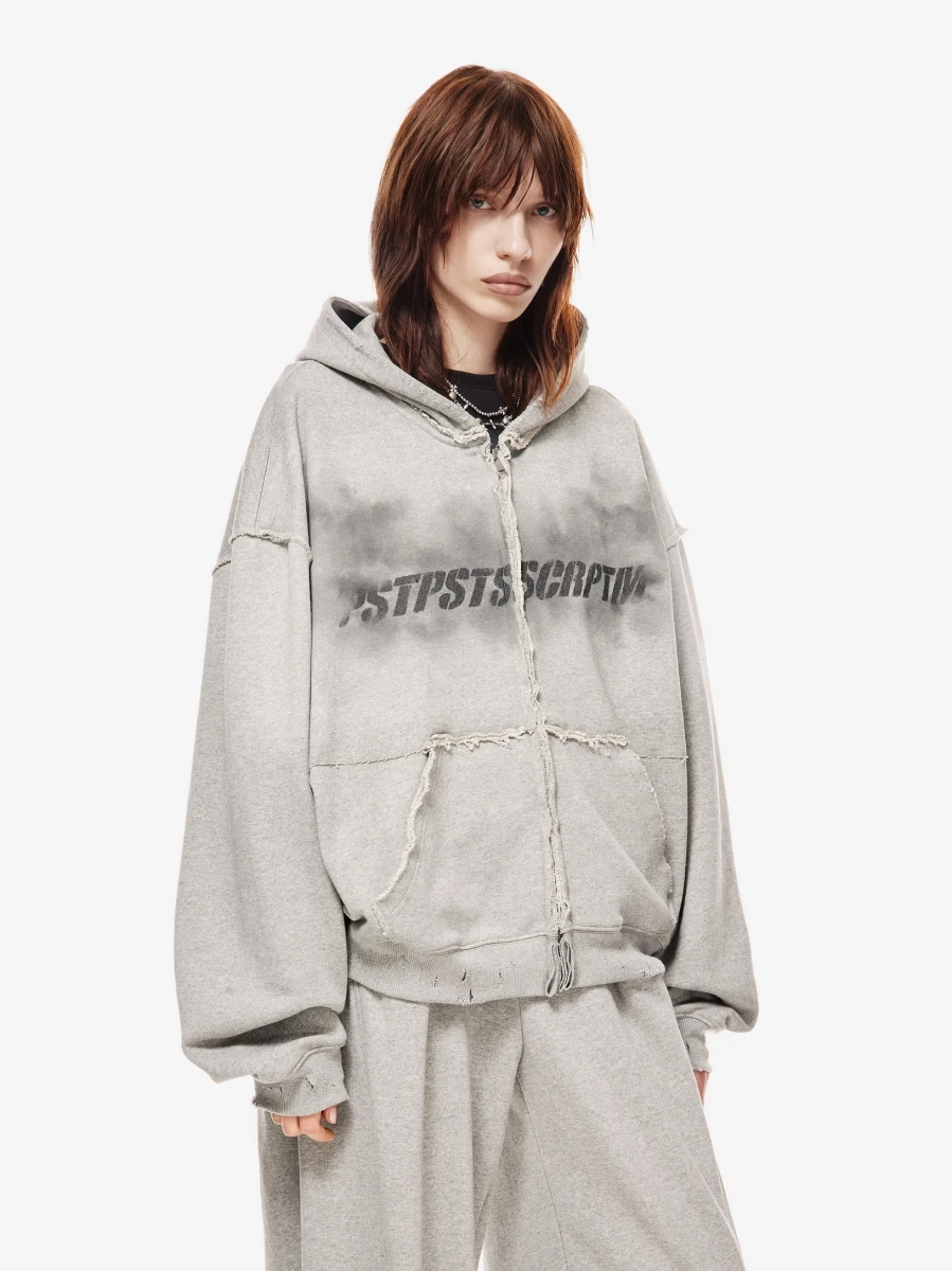 Зип Худи с принтом p.p.s., цвет: серый,  купить онлайн