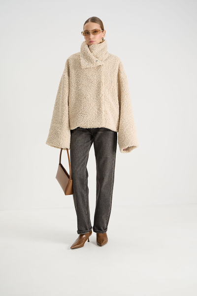 Бомбер mini из эко-меха MIA AIM, цвет: молочный,  купить онлайн