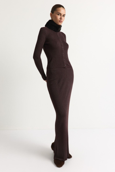 Кардиган из смесовой вискозы с люрексом TOPTOP, цвет: коричневый, TT.051.18369.700 купить онлайн