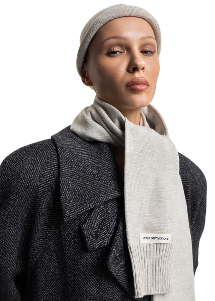 Шапка бини из хлопка ASYA SEMYONOVA, цвет: BEIGE 00-00002551 купить онлайн