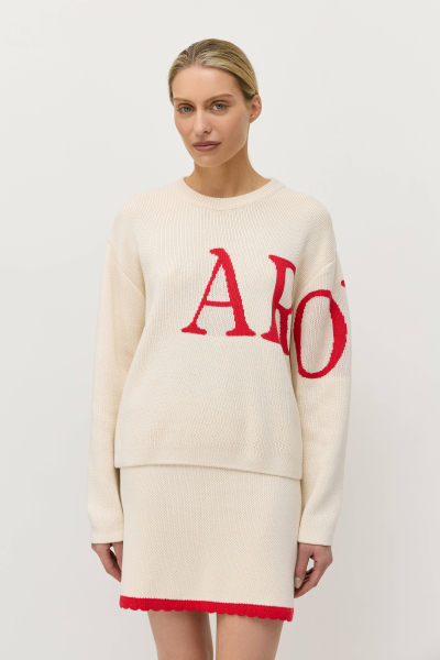 Джемпер AROUND AROUND, цвет: светло-бежевый/красный, 219_17CA05 купить онлайн