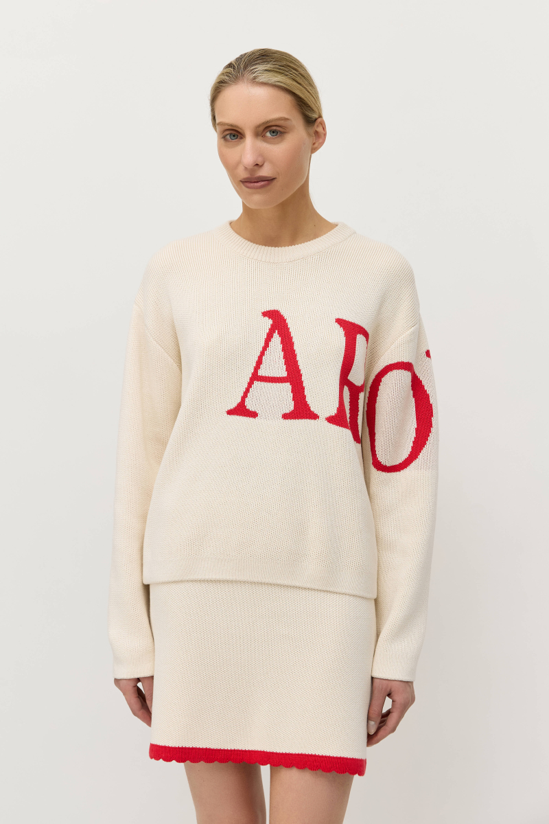 Джемпер AROUND AROUND, цвет: светло-бежевый/красный, 219_17CA05 купить онлайн