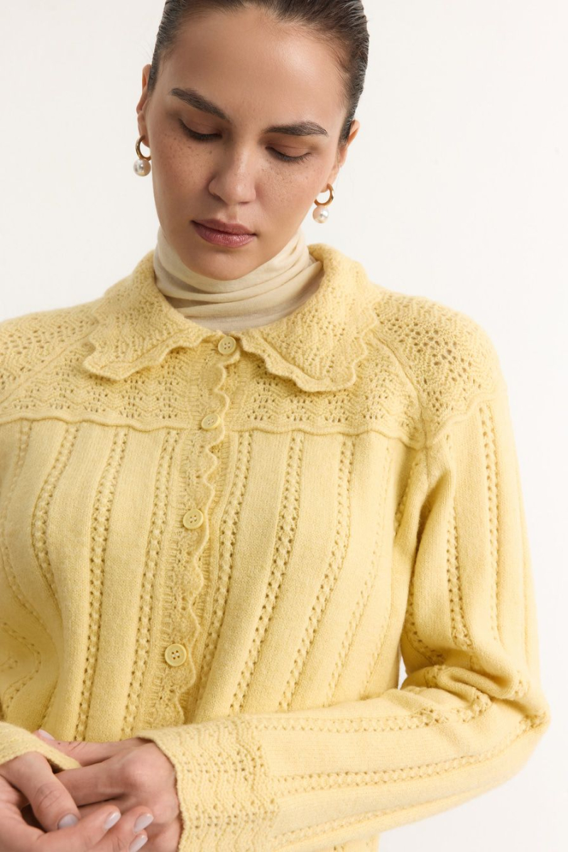 Кардиган с отложным воротником TOPTOP, цвет: Желтый, TT.051.18934.200 купить онлайн