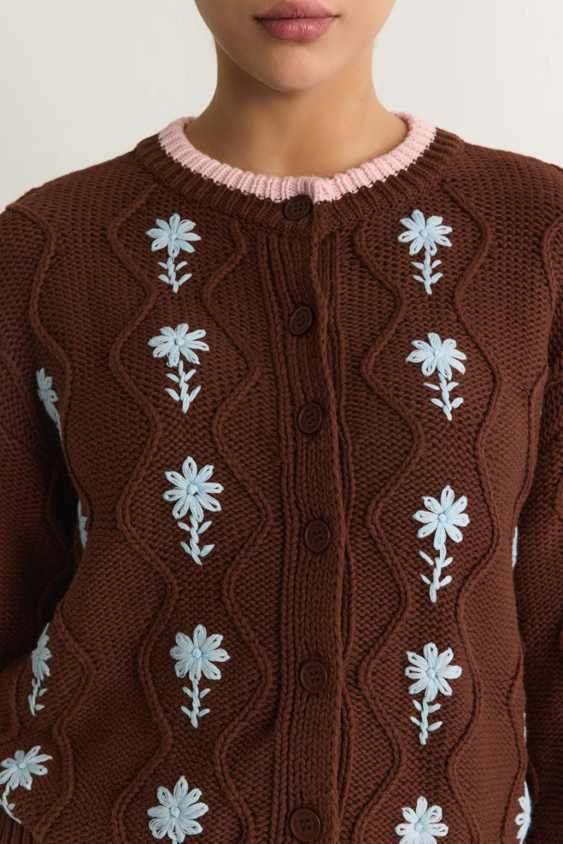 Кардиган из 100% хлопка TOPTOP, цвет: коричневый с принтом, TT.051.18842.701 купить онлайн