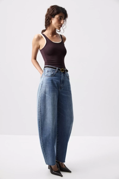 Джинсы-бочонки Charmstore, цвет: винтажный синий, 401-516101-678 купить онлайн