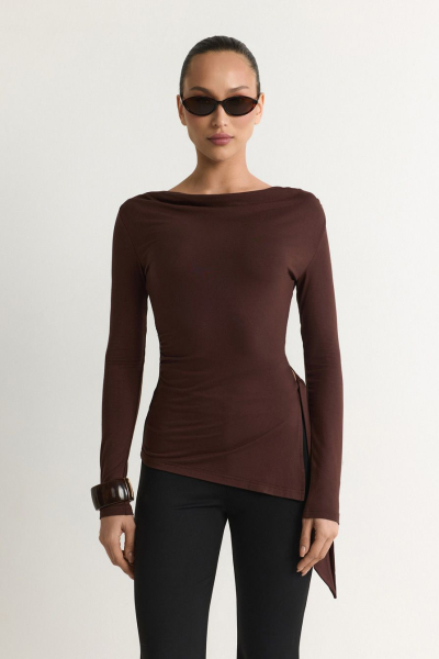 Лонгслив из смесовой вискозы TOPTOP, цвет: коричневый, TT.025.19447.700 купить онлайн