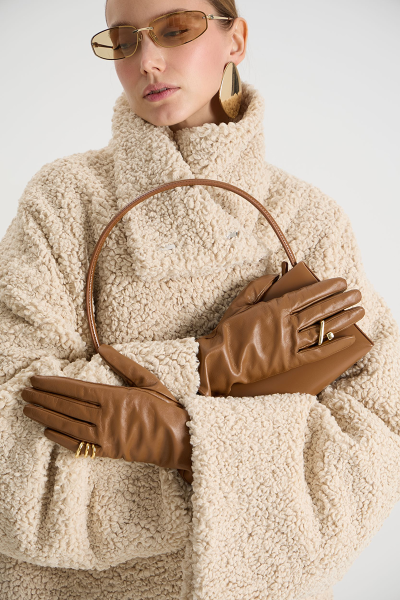 Бомбер mini из эко-меха MIA AIM, цвет: молочный,  купить онлайн