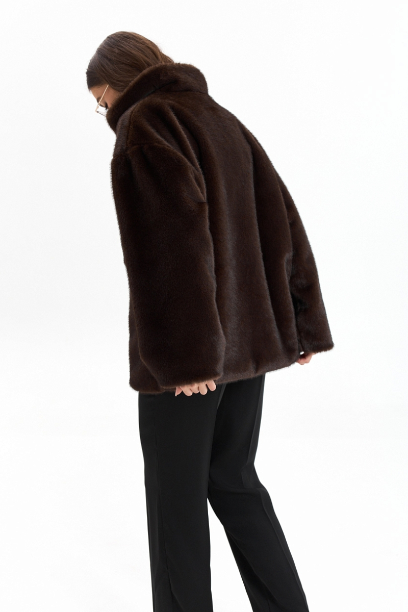 Анорак из искусственного меха норки Ricoco, цвет: коричневый, 7024/1 купить онлайн