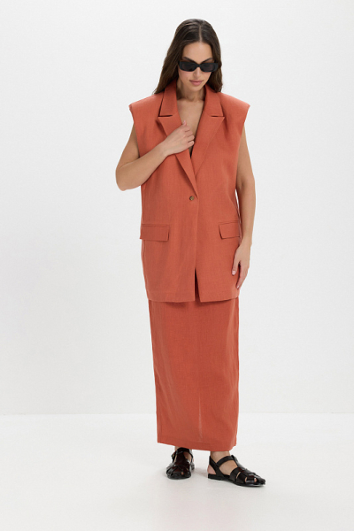 Жилет лен ABDA, цвет: марокканская глина, 712610203517 купить онлайн