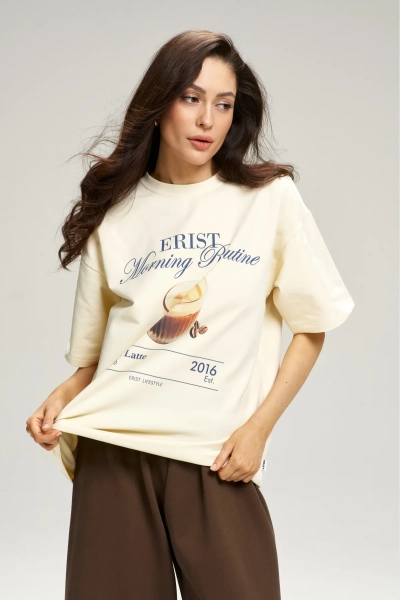 Футболка Latte Tofu Erist store, цвет: бежевый, НФ-00003151 купить онлайн
