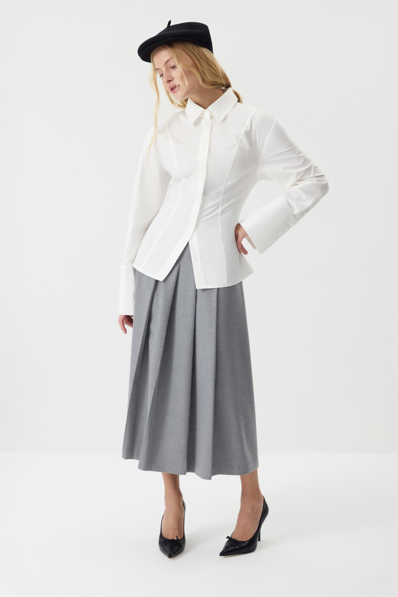 Рубашка приталенная из хлопка Charmstore, цвет: молочный, 112-45546-111 купить онлайн