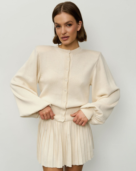 Вязаный костюм с короткой юбкой YONSRU, цвет: молочный, 829 купить онлайн