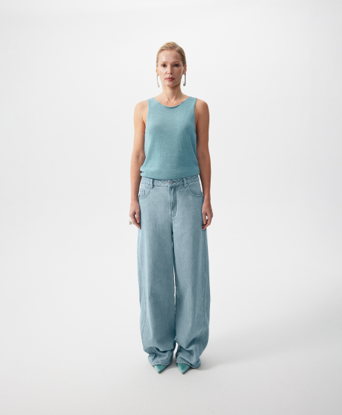 Джинсы-багги средней посадки GLVR, цвет: голубой, 126G26GAC6318 купить онлайн