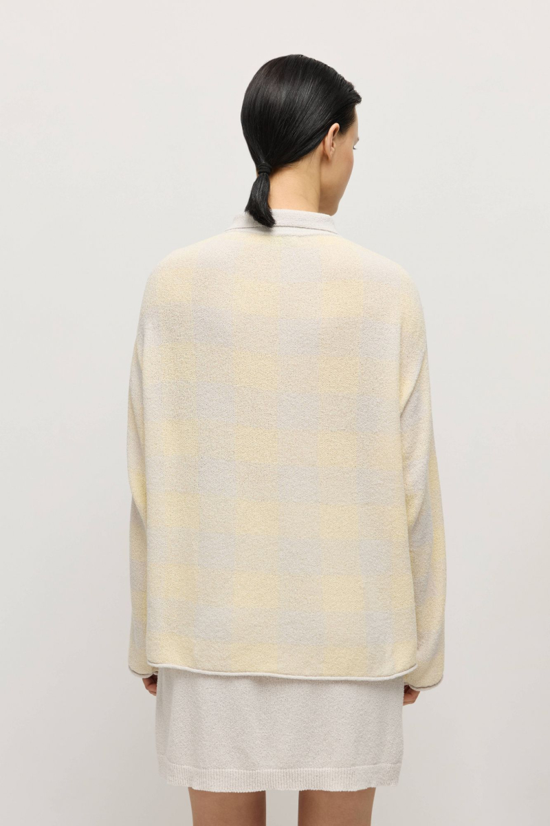 Поло из хлопковой махры в клетку AROUND, цвет: Светло-серый, 219_142CN01 купить онлайн