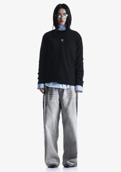 Лонгслив с тональным логотипом KRAKATAU, цвет: Черный, Tu125-1 купить онлайн