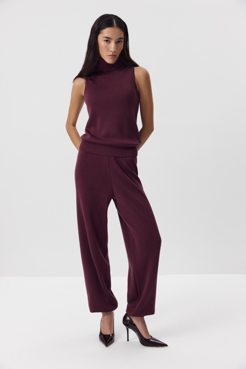 Брюки - джоггеры вязаные с шерстью Charmstore, цвет: сливовый, 301-40098-680 купить онлайн