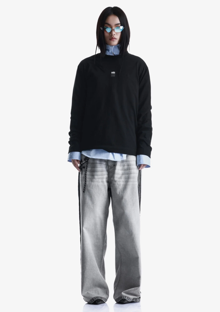 Лонгслив с тональным логотипом KRAKATAU, цвет: Черный, Tu125-1 купить онлайн