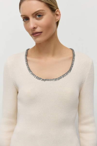 Джемпер в рубчик с ручной отделкой AROUND, цвет: Светло-бежевый, 219_120CA02 купить онлайн