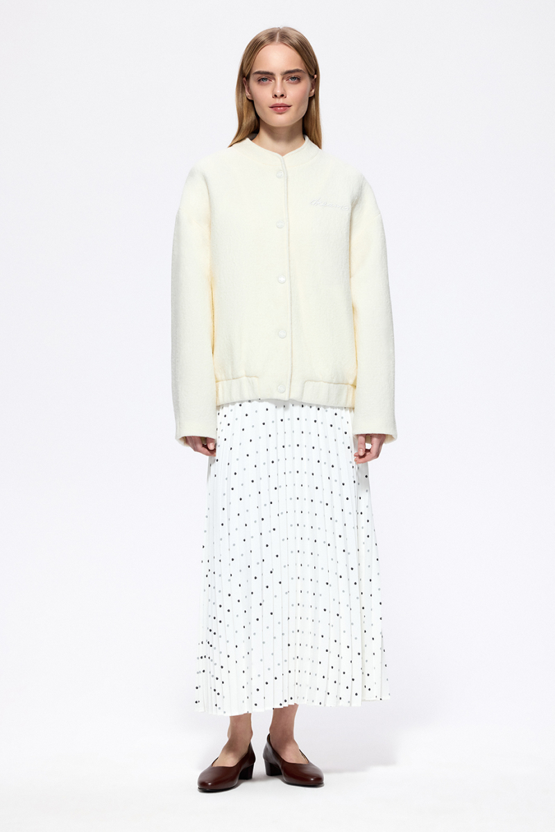 Бомбер из шерстяного букле DREAMS BY ALENA AKHMADULLINA, цвет: белый, 126101010204439/413000 купить онлайн