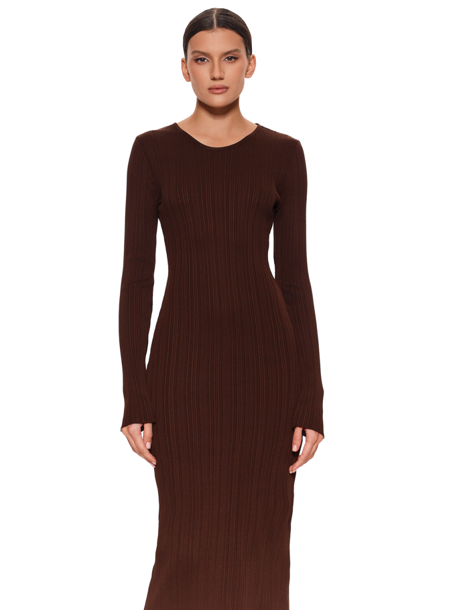 Платье в рубчик SODAMODA, цвет: коричневый, 14164 купить онлайн