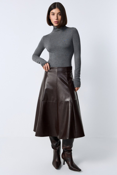 Юбка из экокожи TOPTOP, цвет: коричневый, TT.071.16318.700 купить онлайн