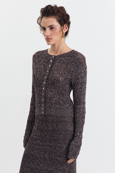 Кардиган с ажурным узором TOPTOP, цвет: коричневый TT.051.17697.700 |новая коллекция купить онлайн
