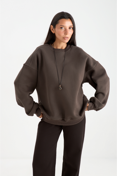 Свитшот из хлопка MIA AIM, цвет: коричневый, MIA626 купить онлайн