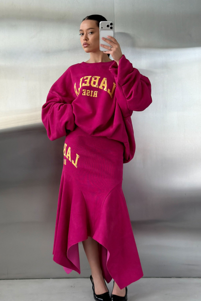 Юбка с клиньями из фактурного трикотажа Label .B, цвет: фуксия,  купить онлайн