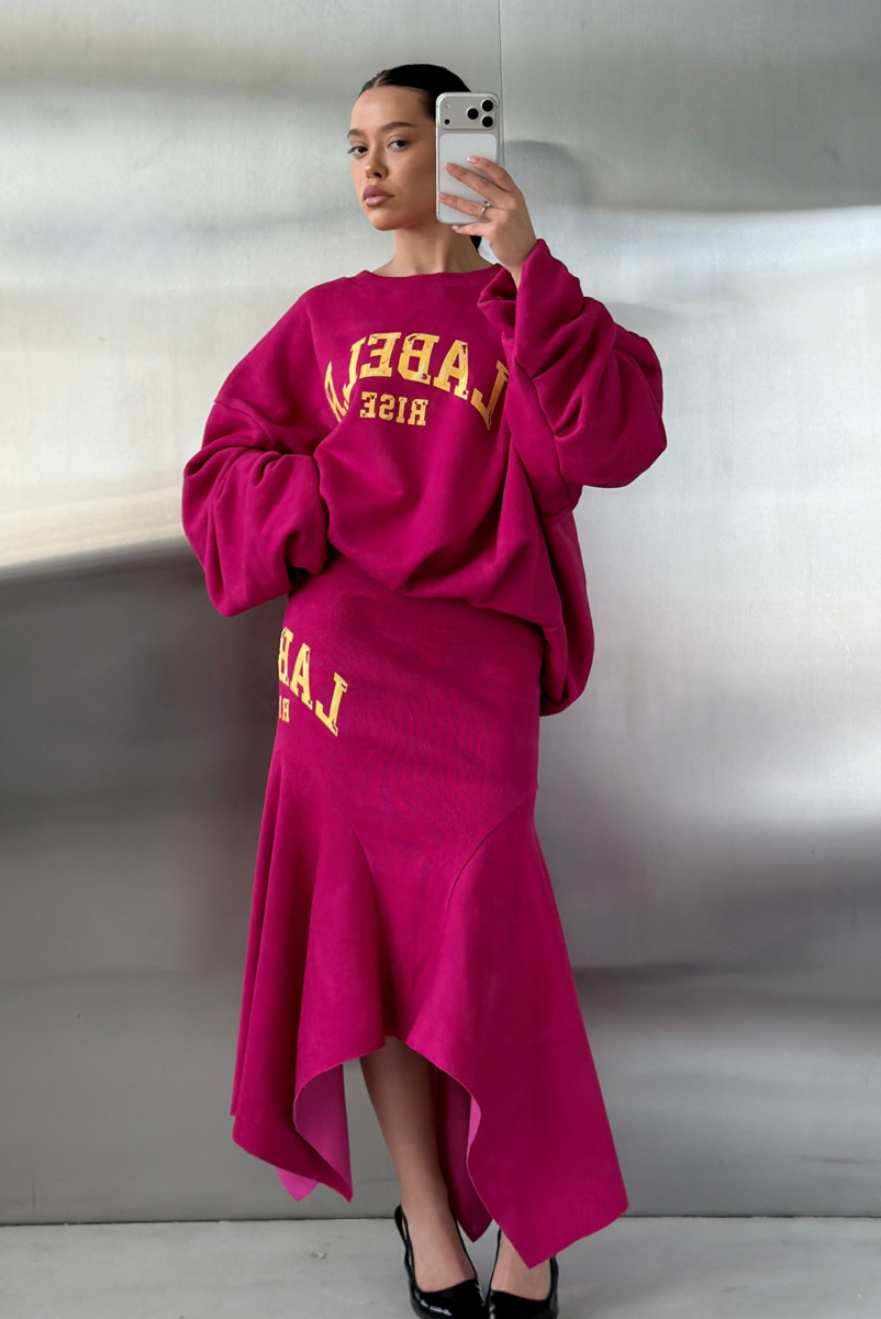 Юбка с клиньями из фактурного трикотажа Label .B, цвет: фуксия,  купить онлайн