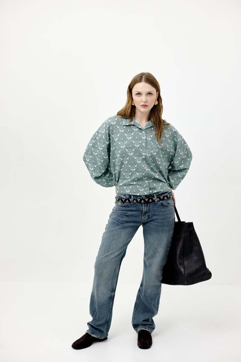 Рубашка из французского хлопка GREEN PATTERN NATS, цвет: зеленый, 34514628245 купить онлайн