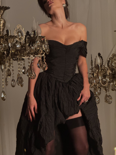 Платье с корсетом асимметричное BARDAK, цвет: Черный, НФ-00000005 купить онлайн