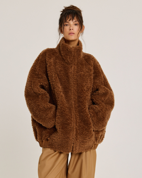 Бомбер из мериноса BROWN Anmuse, цвет: коричневый, 1525AZ BROWN купить онлайн