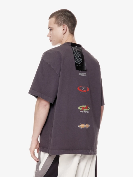 Футболка оверсайз с принтом POST POST SCRIPTUM, цвет: серый, 1144.11.00.GRY купить онлайн
