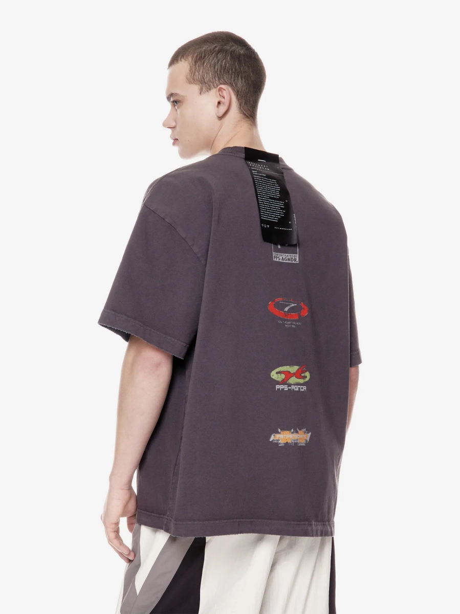 Футболка оверсайз с принтом POST POST SCRIPTUM, цвет: серый, 1144.11.00.GRY купить онлайн
