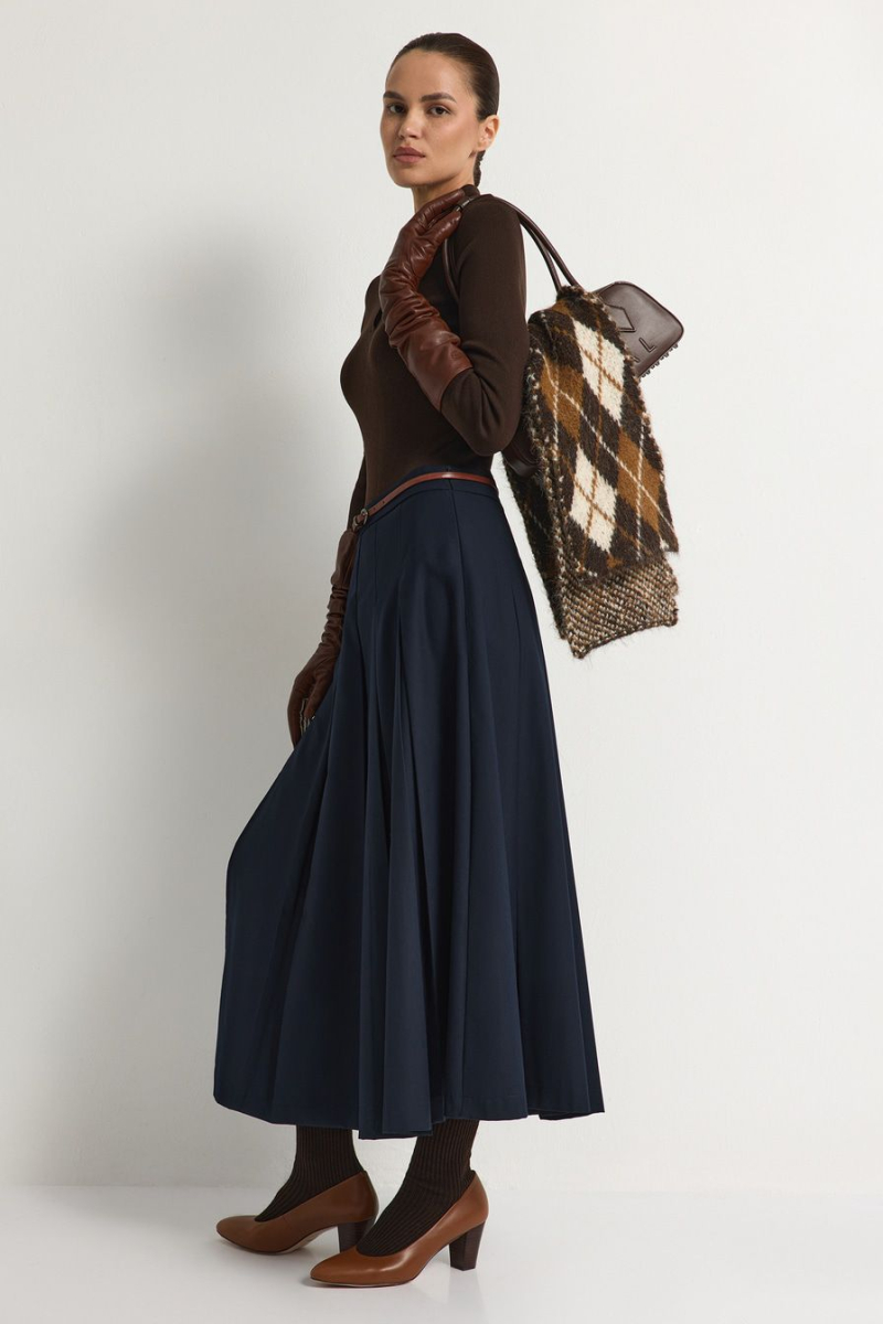 Юбка-миди со складками TOPTOP, цвет: синий, TT.071.15844.620 купить онлайн