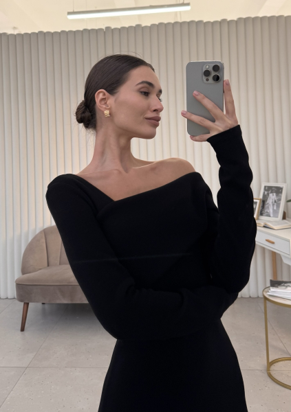 Платье миди с открытым плечом I.B.W., цвет: Черный, JE057 купить онлайн