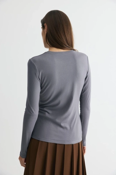 Лонгслив трикотажный из нежного хлопка Daisyknit, цвет: серый,  купить онлайн
