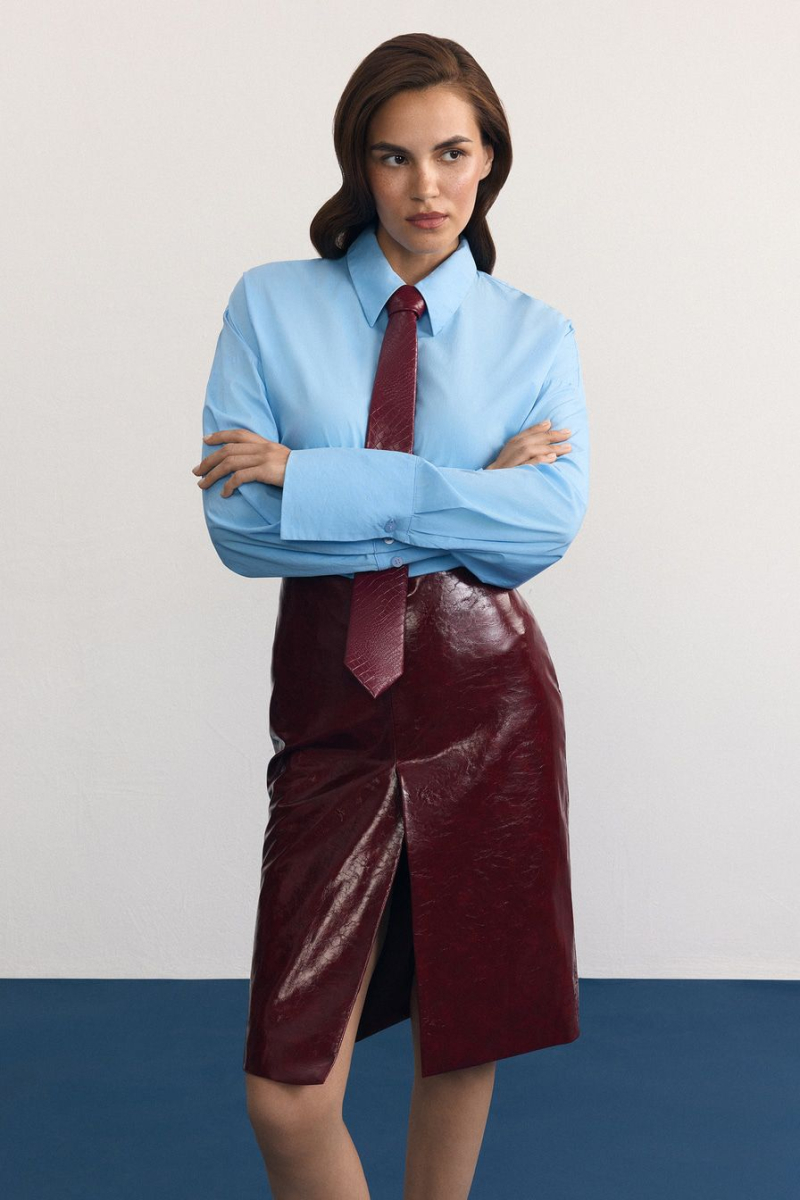 Галстук из экокожи TOPTOP, цвет: Бордовый TT.615.18100.330 купить онлайн