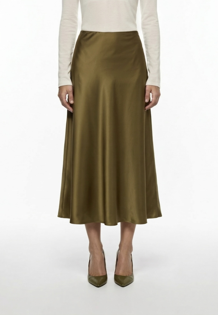 Юбка миди из атласа