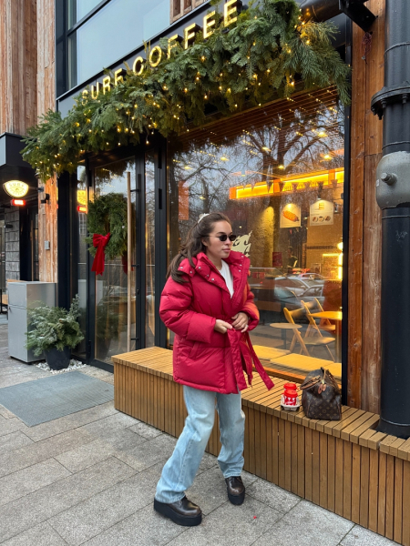 Куртка с наполнителем из пуха и пера Ricoco, цвет: красный, 5008/5 купить онлайн